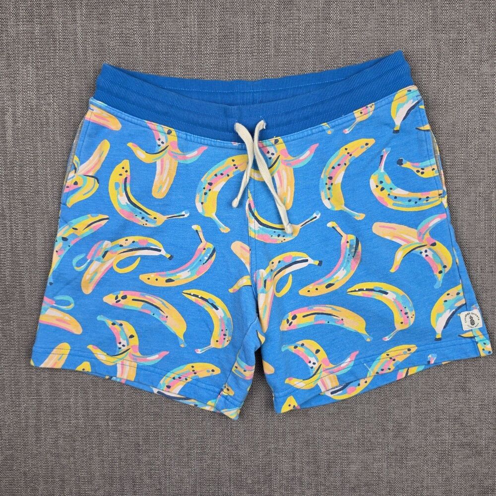 Chubbies Lounge Wear Men’s Medium 7” Sweat Shorts Blue Banana Fruit Print